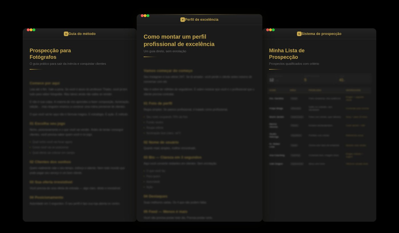 Produto - Guia do método, Perfil de excelência e Sistema de prospecção